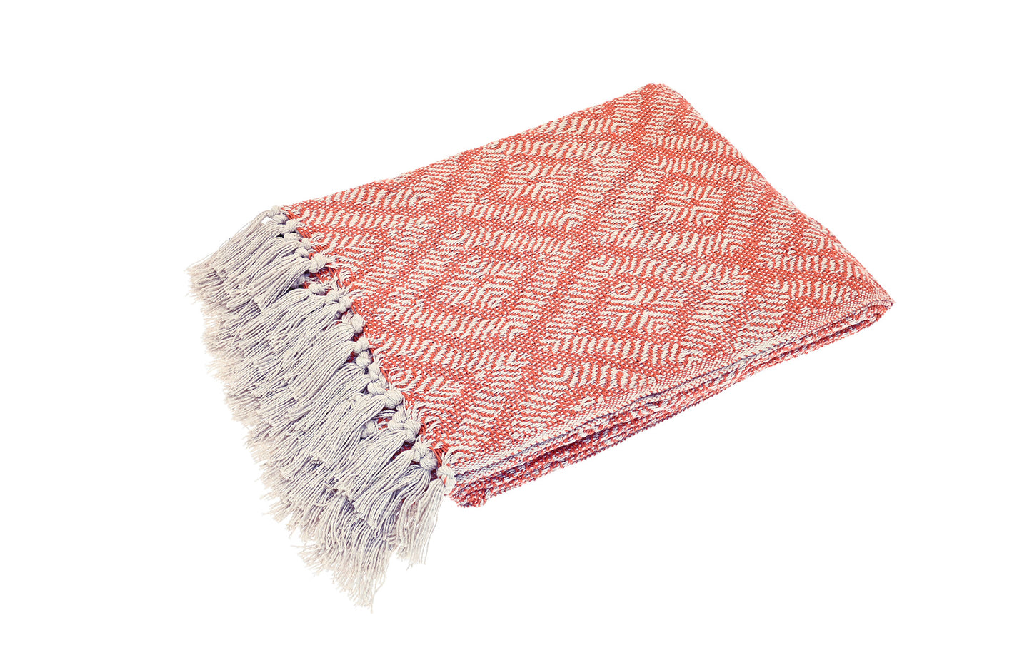Diamond Recycled Cotton Throw Coral