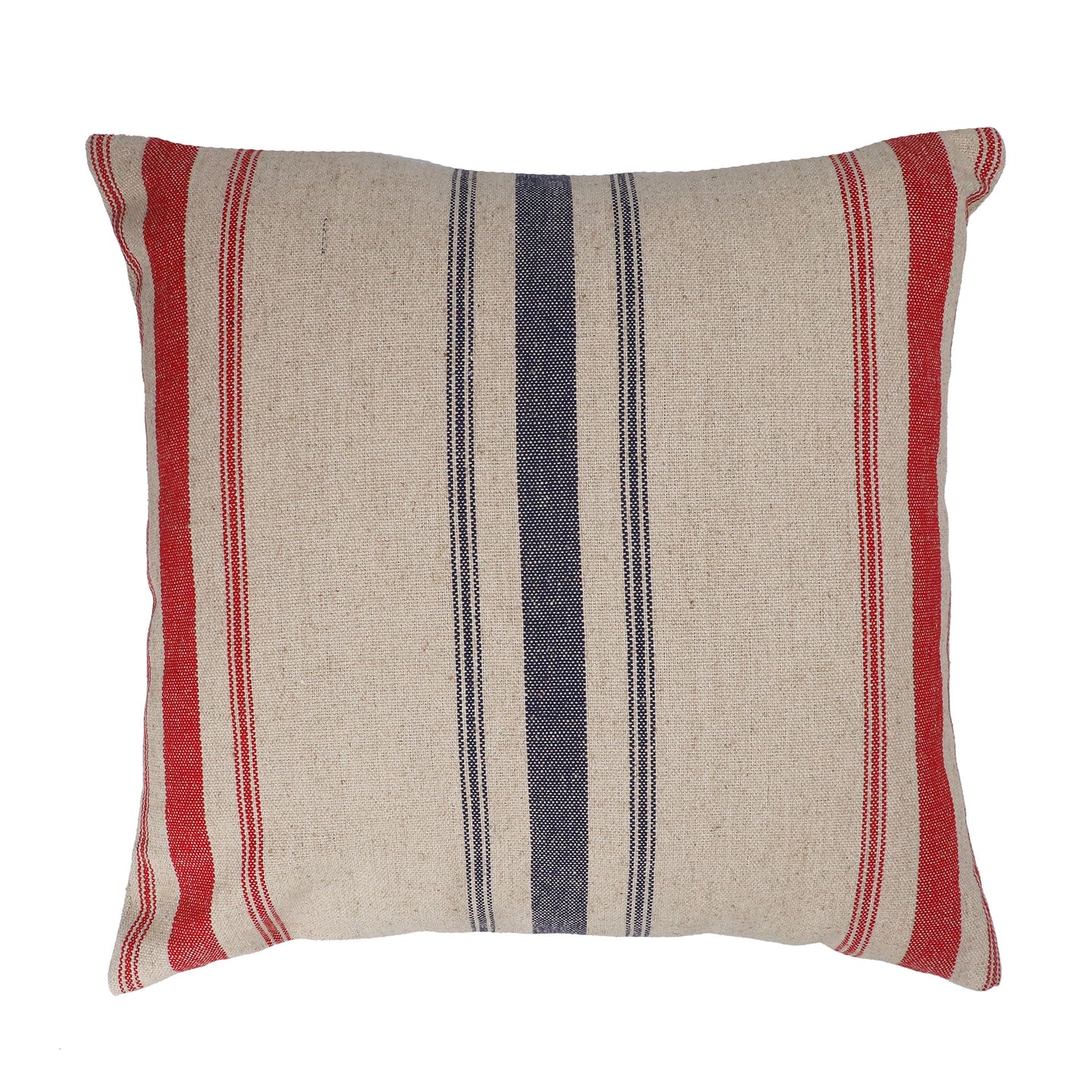 Natural Navy & Red Stripe Sq. Cushion W Pad