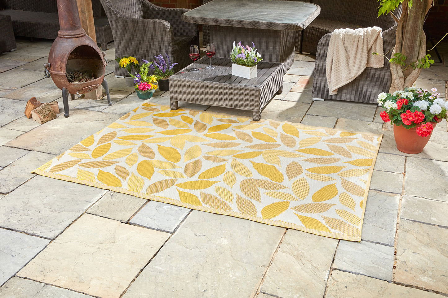 ALFRESCO MATS -LEAVES - RED OCHRE