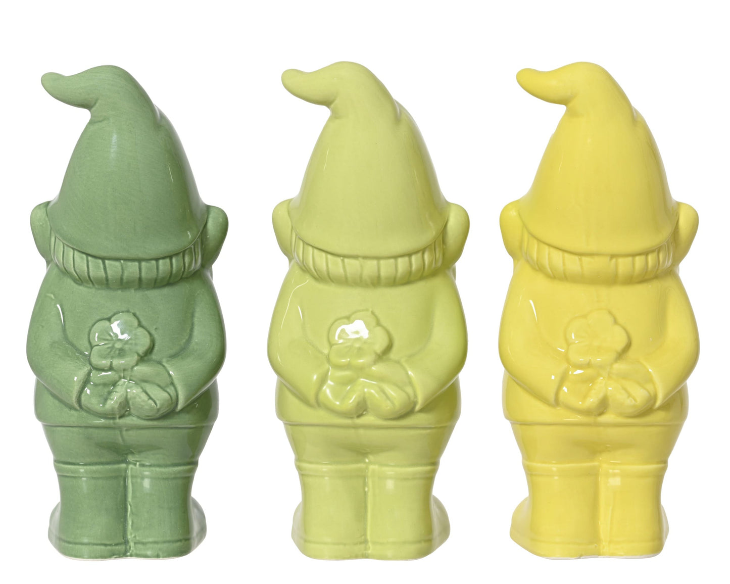 Gnome Ceramic Shiny Flower 3Col Ass