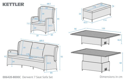 Derwent 7 Seat Sofa Set