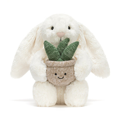 CREAM BUNNY WITH PLANT