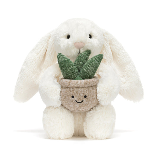CREAM BUNNY WITH PLANT