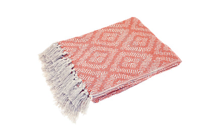 Diamond Recycled Cotton Throw Coral
