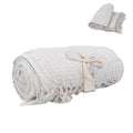 Off White Boucle Cotton Knit Throw