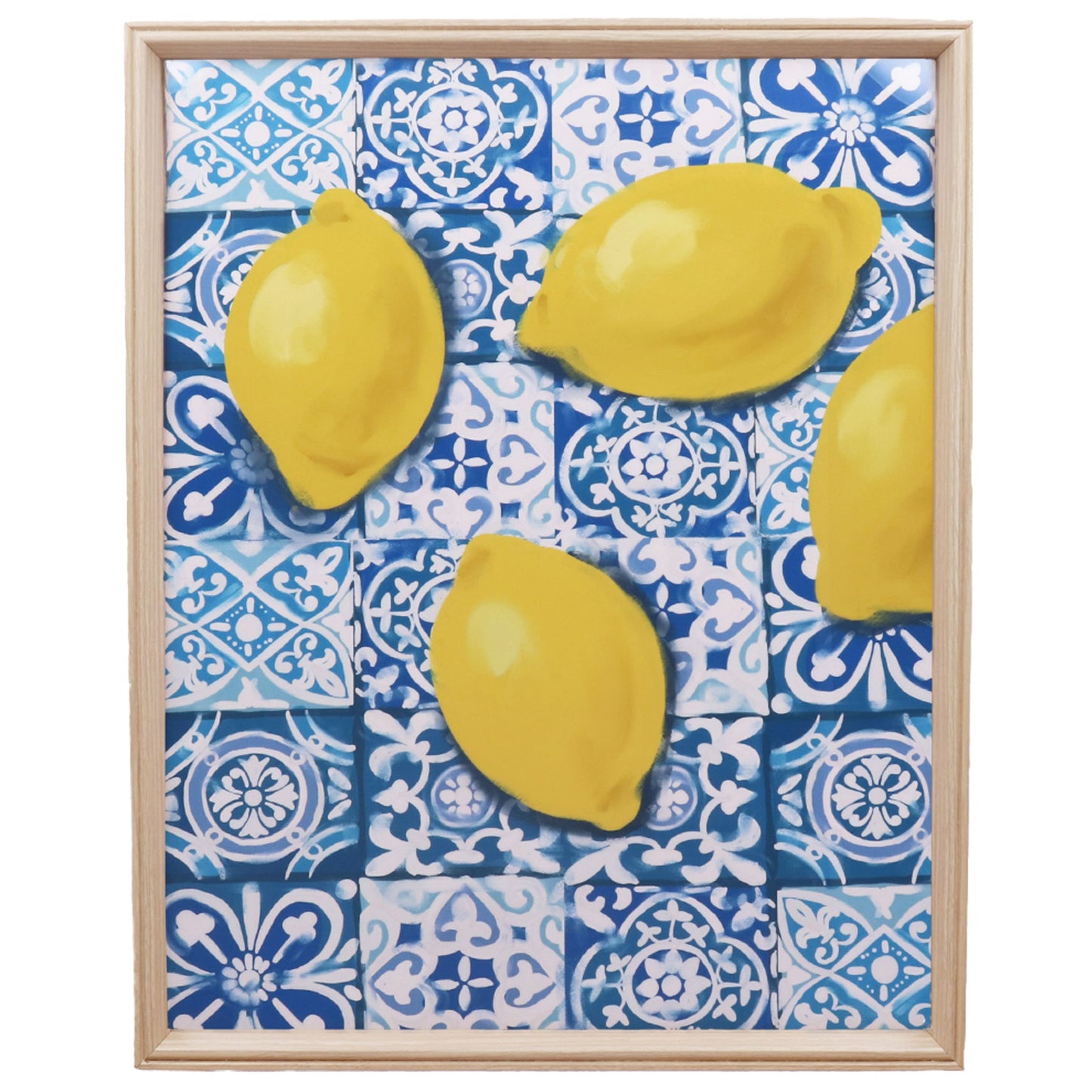 Lemon Tiles Nat. Framed Print, X-Large