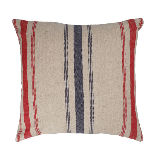 Natural Navy & Red Stripe Sq. Cushion W Pad