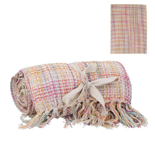 Multi Colour Thread Soft Touch Cotton Throw