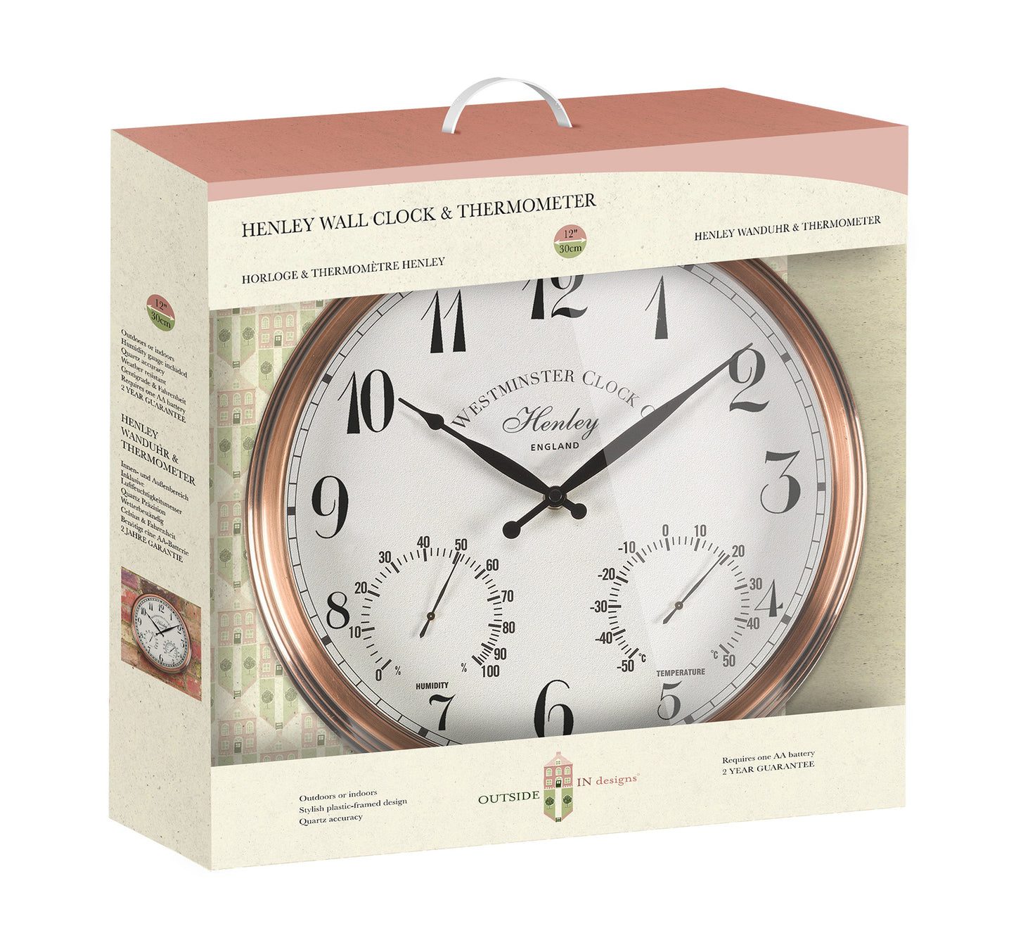 12In Henley Wall Wall Clock & Thermometer