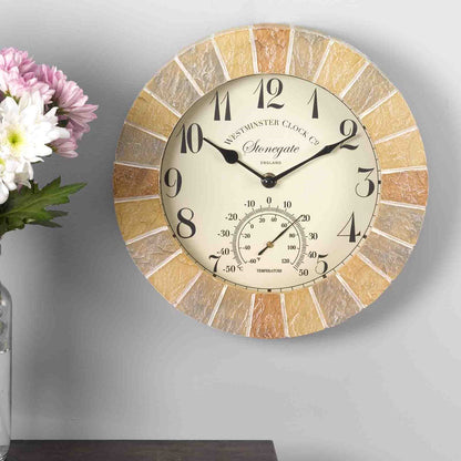 10In Stonegate Sandstone Wall Clock & Thermometer