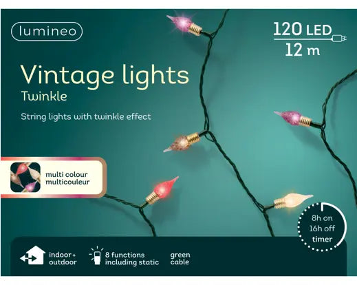 LED vintage lights gb 8 function twinkle effect outdoor