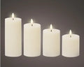 LED wick candle wax flat top w pit fire flame effect BO indoor mix