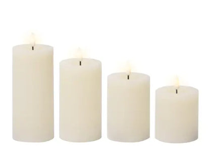 LED wick candle wax flat top w pit fire flame effect BO indoor mix