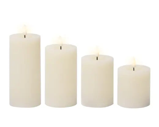 LED wick candle wax flat top w pit fire flame effect BO indoor mix