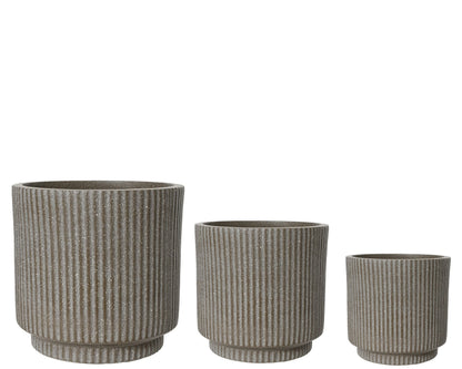 Vince Planter Fibre Clay Round Vertical Ribs