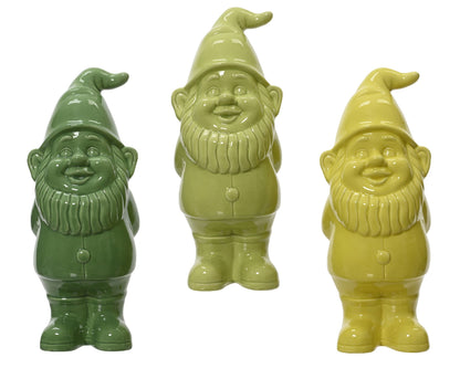 Gnome Ceramic Shiny Flower 3Col Ass
