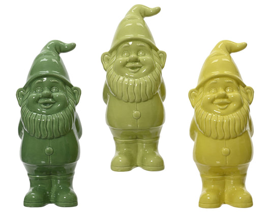 Gnome Ceramic Shiny Flower 3Col Ass