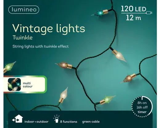 LED vintage lights gb 8 function twinkle effect outdoor