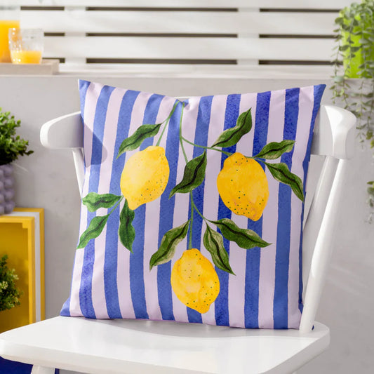 Lemons outdoor cushion blue 43x43
